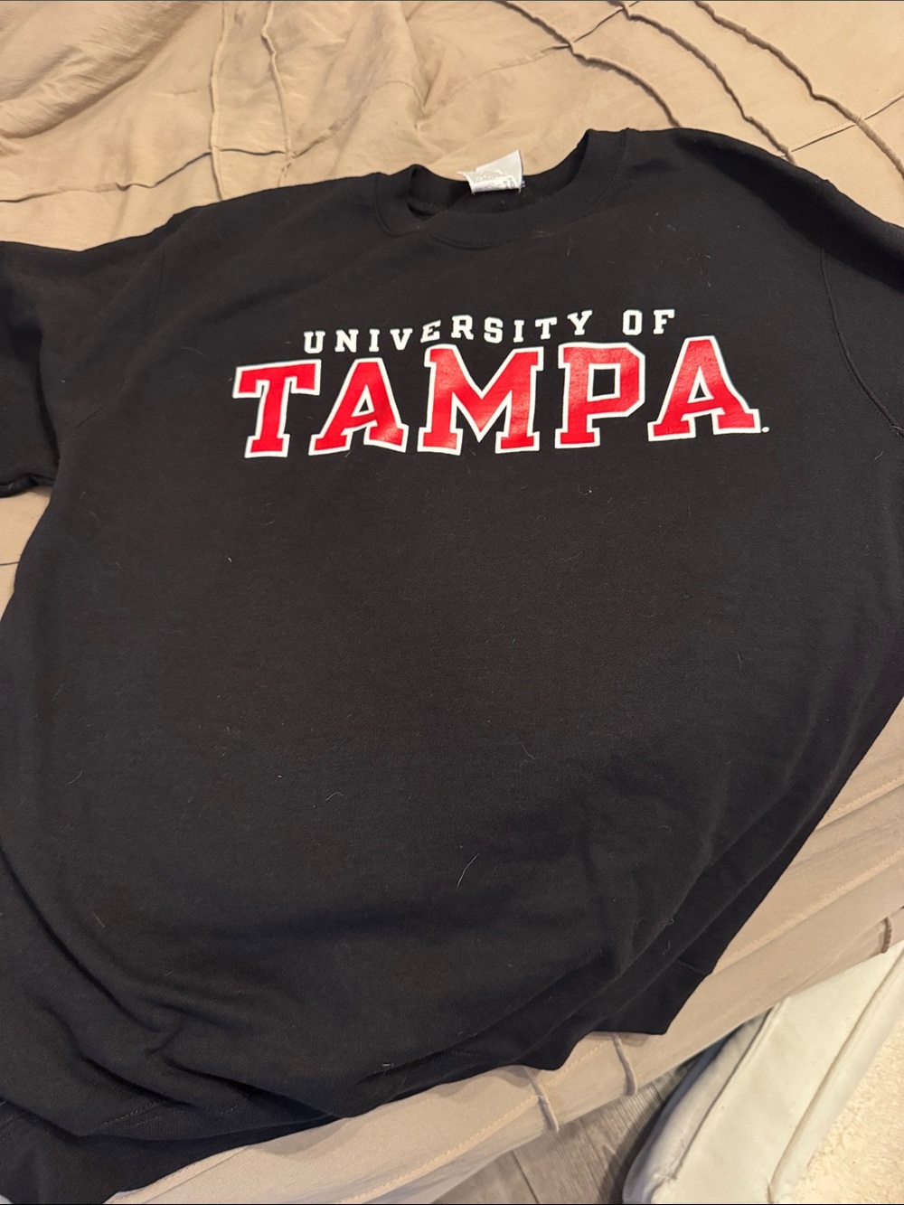 Champion Black Crewneck Sweatshirt with Red Tampa Logo